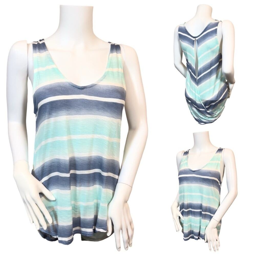 #T175 Splendid Blue Stripe Sleeveless Open Back Top SZ M $89